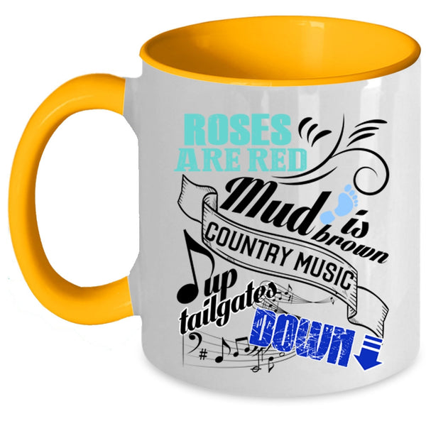 Country Music Up Tailgates Down Coffee Mug, Roses Are Red Accent Mug