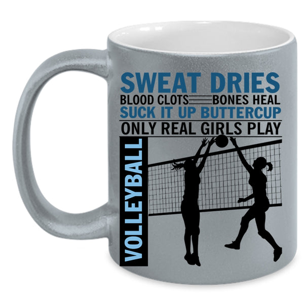 Cool Girls Coffee Mug, Only Real Girls Play Volleyball Accent Mug