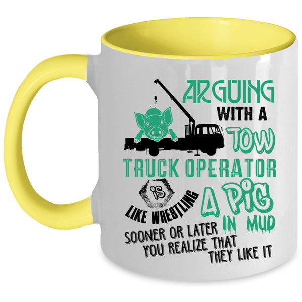 Cool Gift For Trucker Coffee Mug, Tow Truck Operator Accent Mug