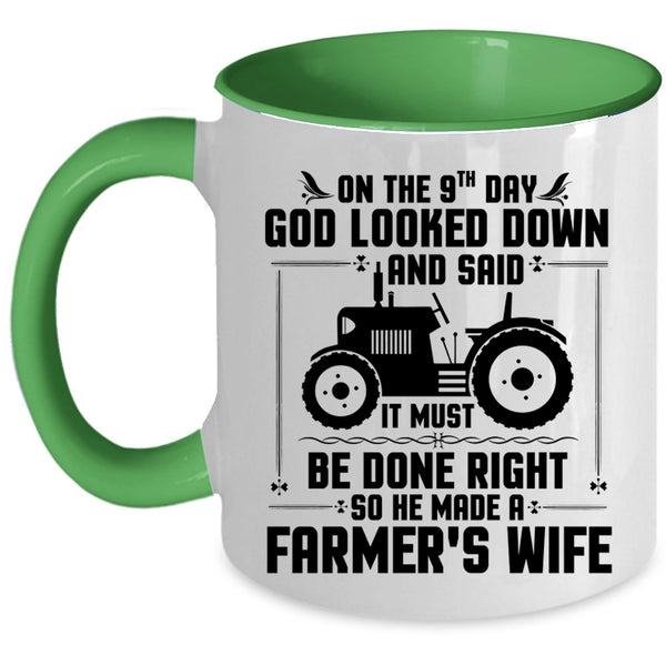 Cool Married Coffee Mug, God Made A Farmer's Wife Accent Mug