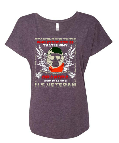 Grandpa Who Is Also US Veteran T Shirt, Being A Veteran T Shirt, Cool Shirt (Ladies' Triblend Dolman Sleeve)