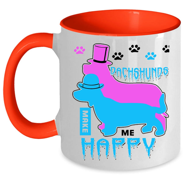 Gift For Dog Lover Coffee Mug, Dachshunds Make Me Happy Accent Mug