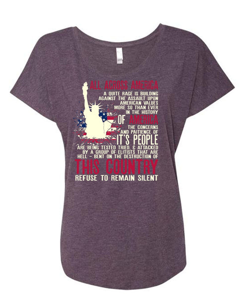 All Across America T Shirt, Being A Veteran T Shirt, Cool Shirt (Ladies' Triblend Dolman Sleeve)