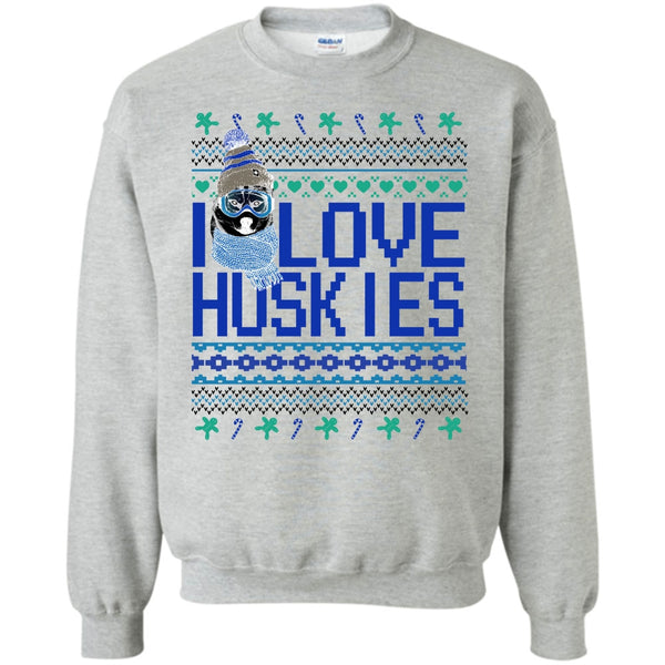 Dog Merry Christmas T Shirt, I Love Huskies Sweatshirt