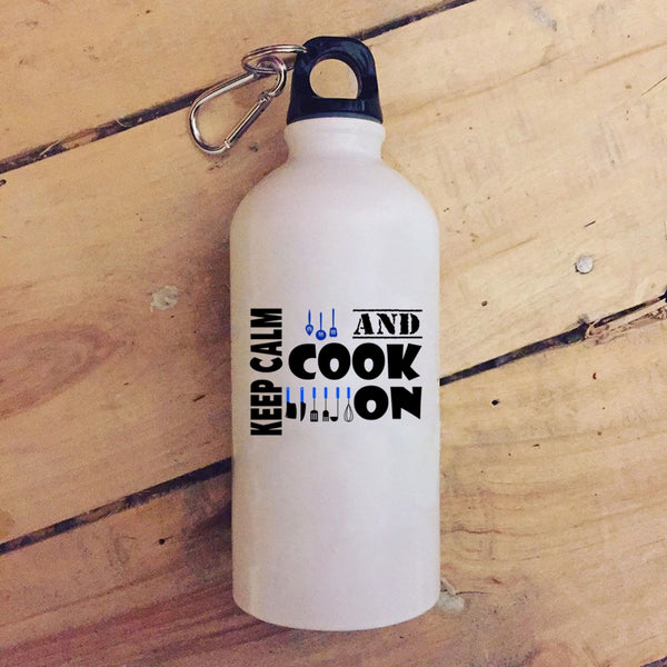 Keep Calm And Cook On 20 oz Stainless Steel Bottle,Awesome Gift For Cook Outdoor Sports Water Bottle
