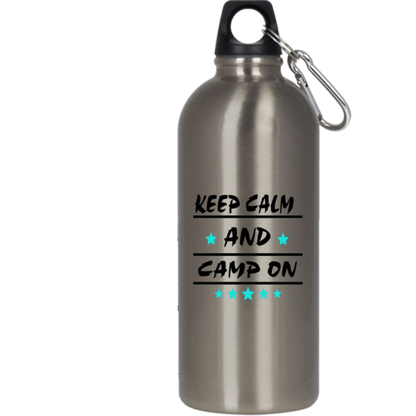 Keep Calm And Camp On 20 oz Stainless Steel Bottle,Gift For Camper Outdoor Sports Water Bottle