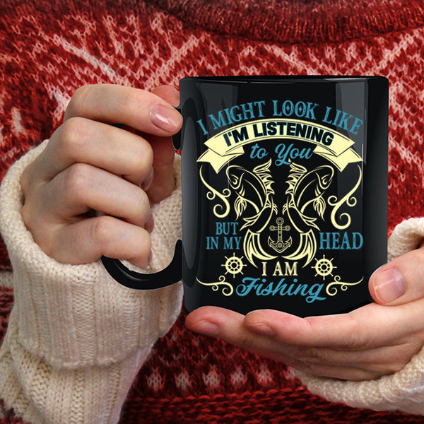 In My Head I Am Fishing Coffee Mug, Outdoor Coffee Cup