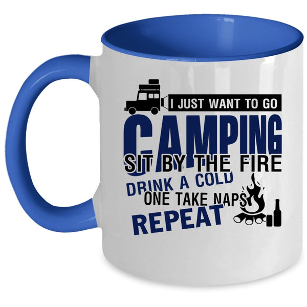 Sit By The Fire Coffee Mug, I Just Want To Go Camping Accent Mug