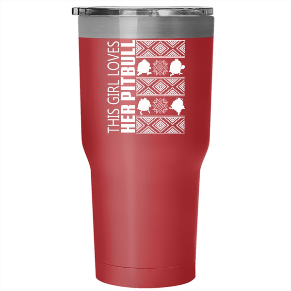 This Girl Loves Her Pitbull Tumbler 30 oz Stainless Steel, Cute Pit Bull Lover Travel Mug
