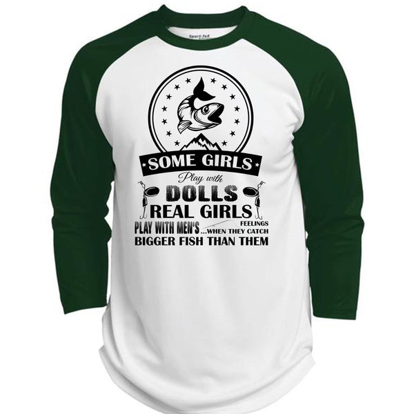 Real Girls Play With Men's When They Catch Bigger Fish T Shirt, Favorite T Shirt  (Polyester Game Baseball Jersey)