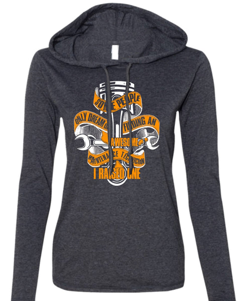 Finding An Awesome Maintenance Technician T Shirt, Being A Mechanic T Shirt (Anvil Ladies Ringspun Hooded)