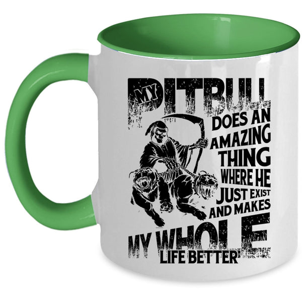 Cool pit Bulls Coffee Mug, My Pitbull Does An Amazing Thing Accent Mug