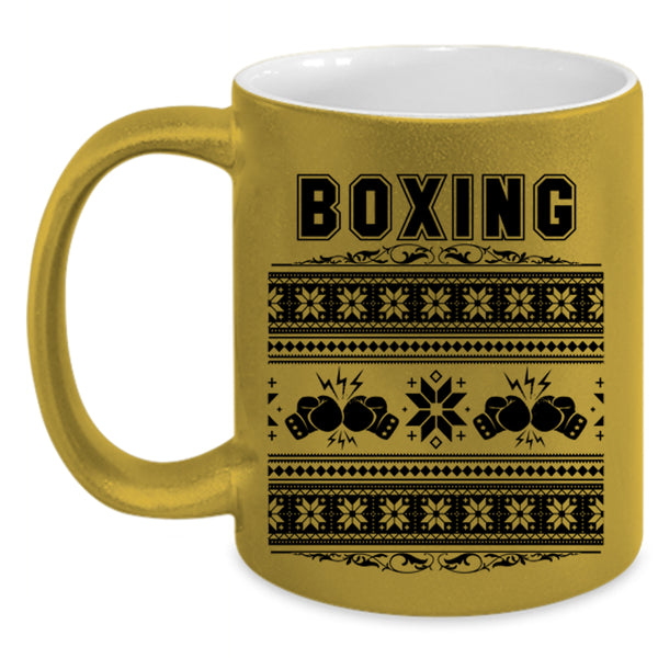 Funny Christmas Coffee Mug, Boxing Accent Mug