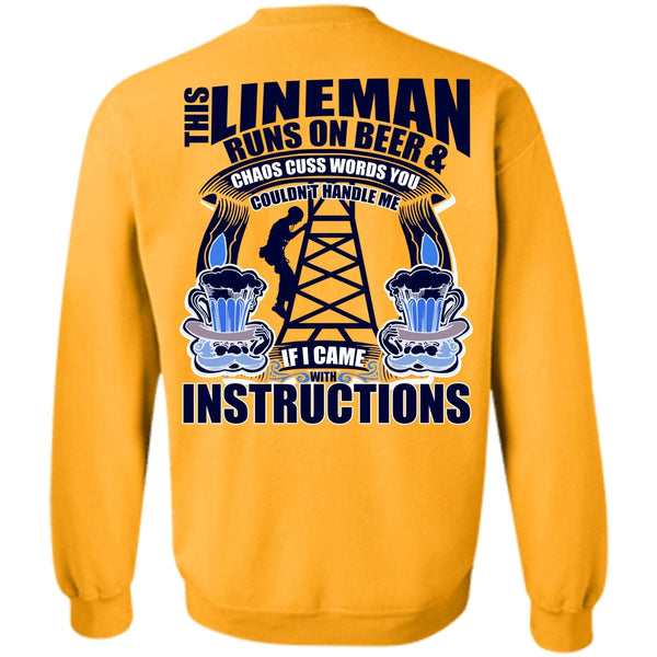 I Love Lineman T Shirt, This Lineman Runs On Beer Sweatshirt