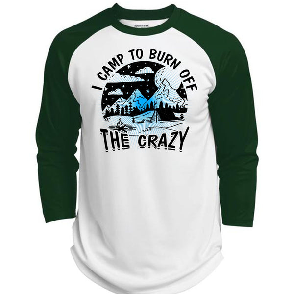 I Camp To Burn Off The Crazy T Shirt, I Love Camping T Shirt, Awesome T-Shirts  (Polyester Game Baseball Jersey)