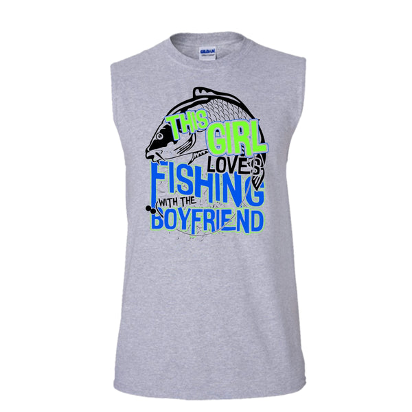 This Girl Loves Fishing T Shirt, Coolest Fishing Tank Top (Men's Cotton Sleeveless)