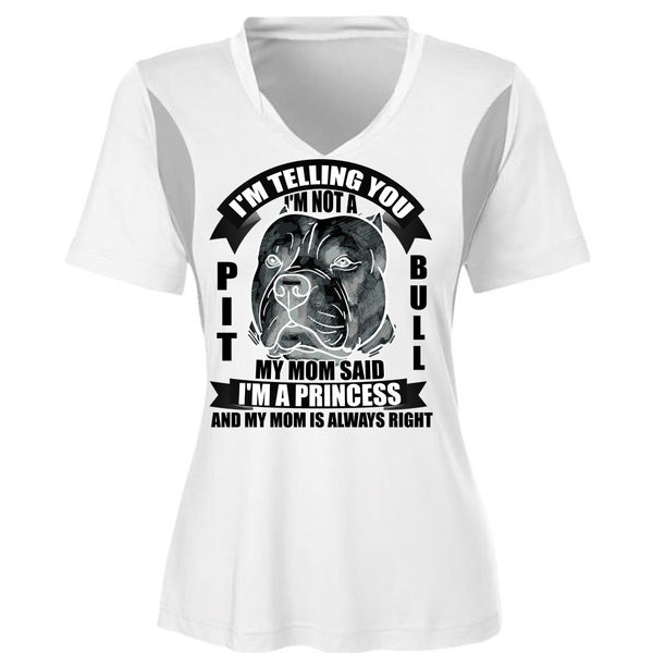 I'm Not A Pit Bull T Shirt, I'm A Princess T Shirt, Cool Shirt (Ladies LS Heather V-Neck)