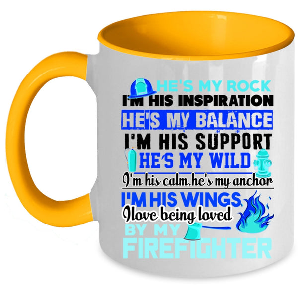 Cool Couple Coffee Mug, I Love Being Loved By My Firefighter Accent Mug