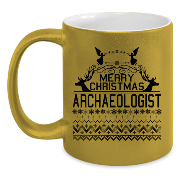 Archaeologist Coffee Mug, Merry Christmas Accent Mug