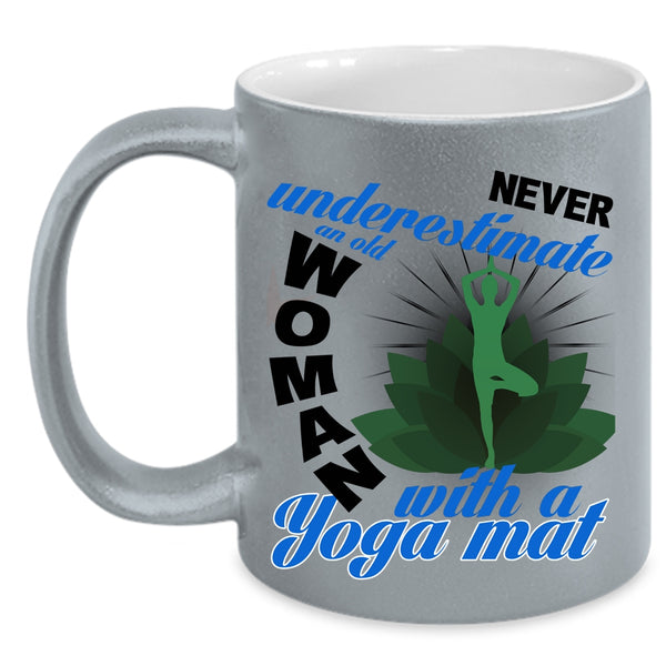 Awesome Grandma Coffee Mug, An Old Woman With A Yoga Mat Accent Mug