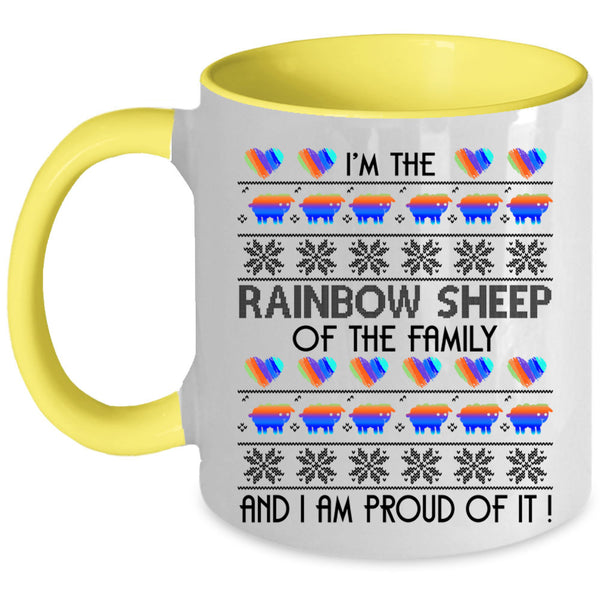 I Am Proud Of It Coffee Mug, Rainbow Sheep Of The Family Accent Mug