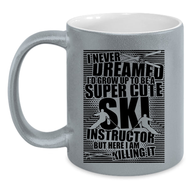 Funny Instructor Coffee Mug, I'd Grow Up To Be A Cute Ski Instructor Accent Mug