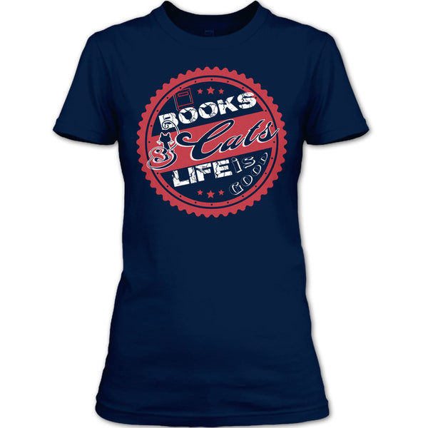 Books & Cat Life Is Good T Shirt, I Love Reading Book T Shirt