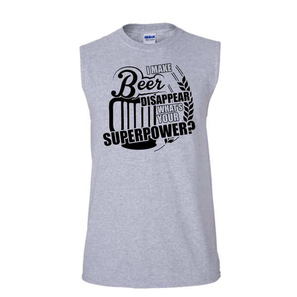 I Make Beer Disapear T Shirt, Coolest Beer Drinker Tank Top (Men's Cotton Sleeveless)