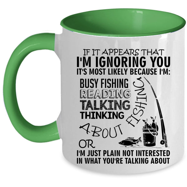 Talking About Fishing Coffee Mug, Reading About Fishing Accent Mug