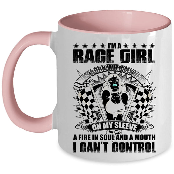 I Was Born With My Heart On My Sleeve Coffee Mug, I'm A Race Girl Accent Mug