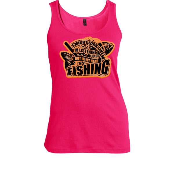 In My Head I'm Fishing T Shirt, Coolest Fishing Tank Top