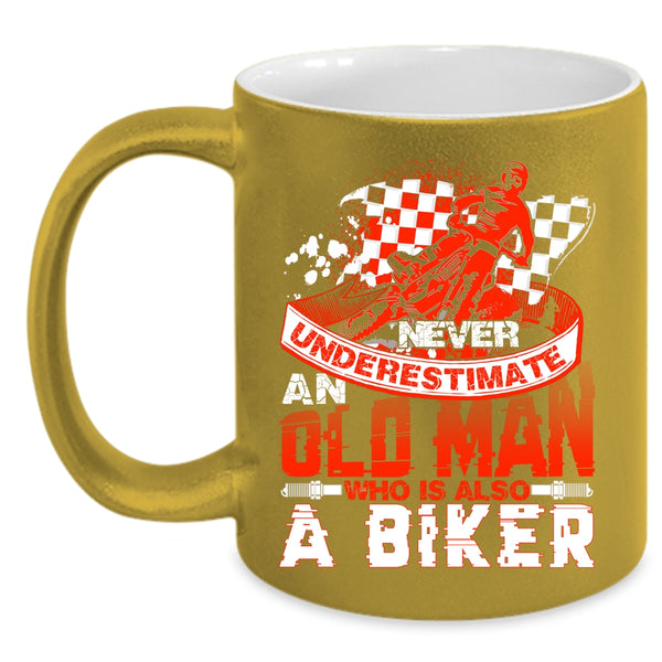 An Old Man Is A Biker Coffee Mug, Awesome Gift For Grandfather Coffee Cup