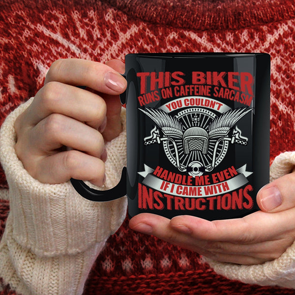 This Biker Runs On Caffeine Sarcasm Coffee Mug, Awesome Bikers Coffee Cup
