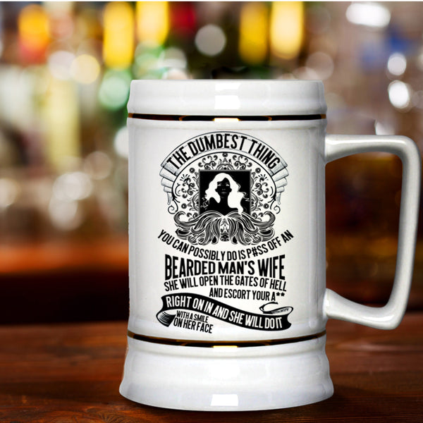 Cool Gift For My Wife Beer Stein 22oz, An Bearded Man's Wife Beer Mug
