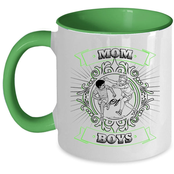 Mother And Sons Coffee Mug, Mom Of Boys Accent Mug