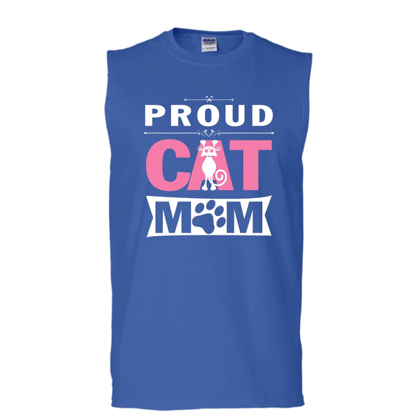 Proud Cat Mom Shirt, Cool Mom Shirt (Men's Cotton Sleeveless)