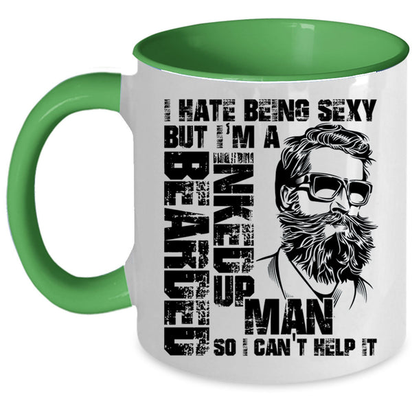 Cool Gift For My Husband Coffee Mug, I'm A Bearded Inked Up Man Accent Mug