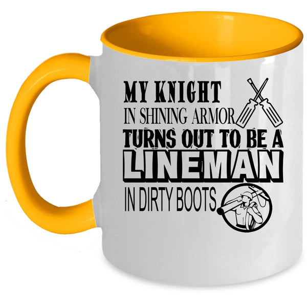 Awesome Linemen Coffee Mug, To Be A Lineman In Dirty Boots Accent Mug