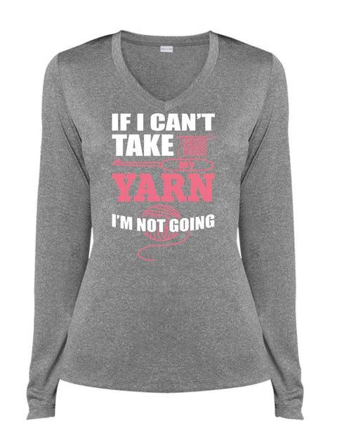 I Can't Take My Yard T Shirt, I'm Not Going T Shirt, Cool Shirt (Ladies LS Heather V-Neck)