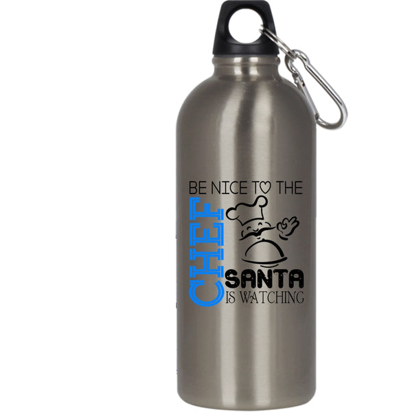 Be Nice To The Chef Santa Is Watching 20 oz Stainless Steel Bottle,Cool Chef Outdoor Sports Water Bottle