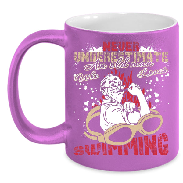 An Old Man Loves Swimming Coffee Mug, Awesome Grandpa Coffee Cup