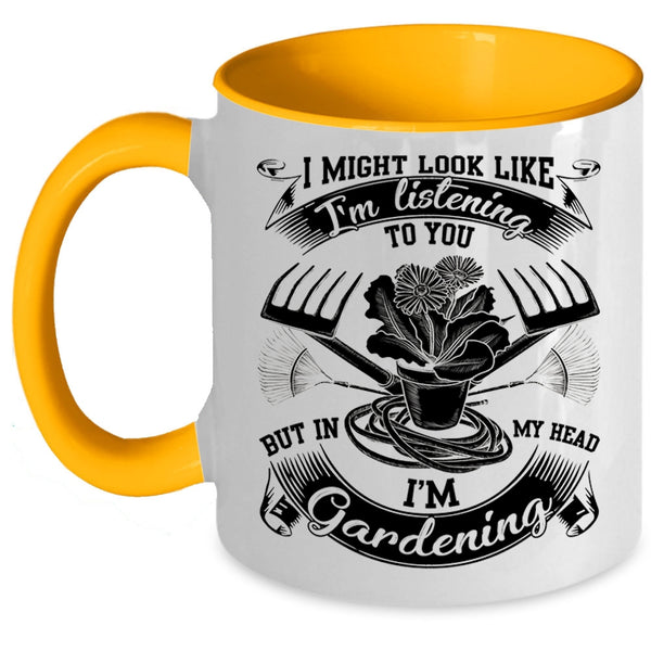 Cute Gardener Coffee Mug, In My Head I'm Gardening Accent Mug