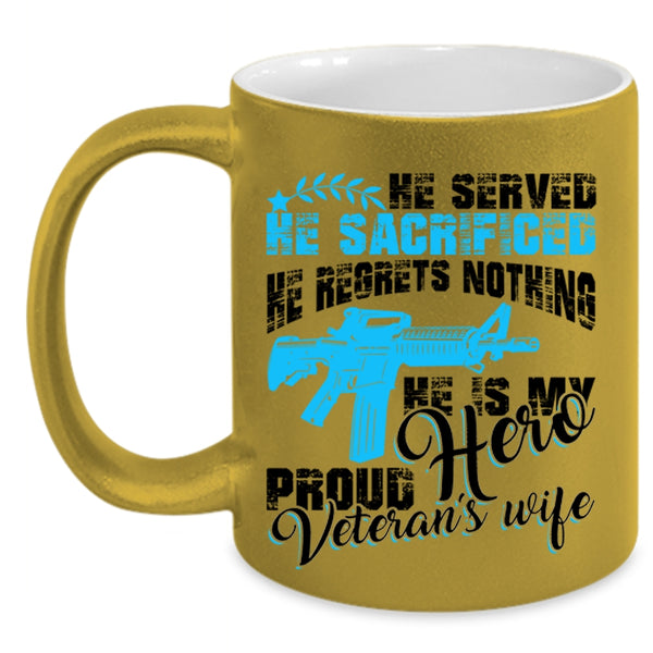 Cool Just Married Coffee Mug, Proud Veteran's Wife Accent Mug
