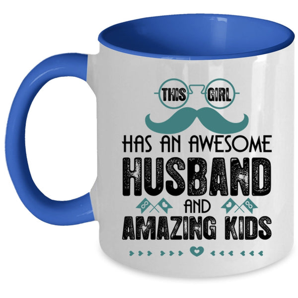 Amazing Kids Coffee Mug, This Girl Has An Awesome Husband Accent Mug