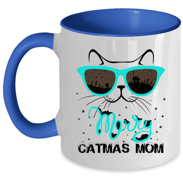 Noel Christmas Coffee Mug, Merry Catmas Mom Accent Mug