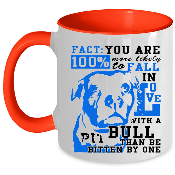 Cute Dogs Coffee Mug, Fall In Love With A Pit Bull Accent Mug