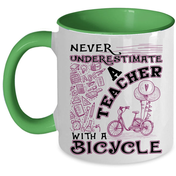Funny Gift For Teacher Coffee Mug, Teacher With A Bicycle Accent Mug