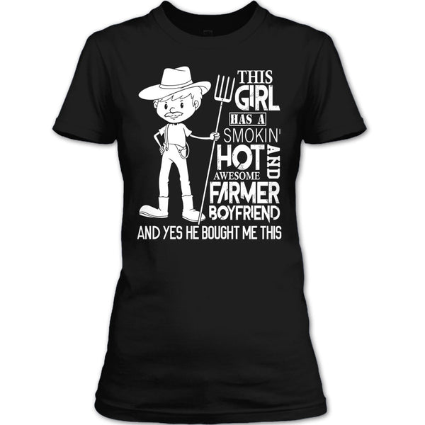 Awesome Farmer Boyfriend T Shirt, Coolest Farmer's Girlfriend T Shirt