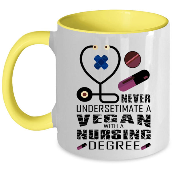 Cool Vegan Coffee Mug, A Vegan With A Nursing Degree Accent Mug
