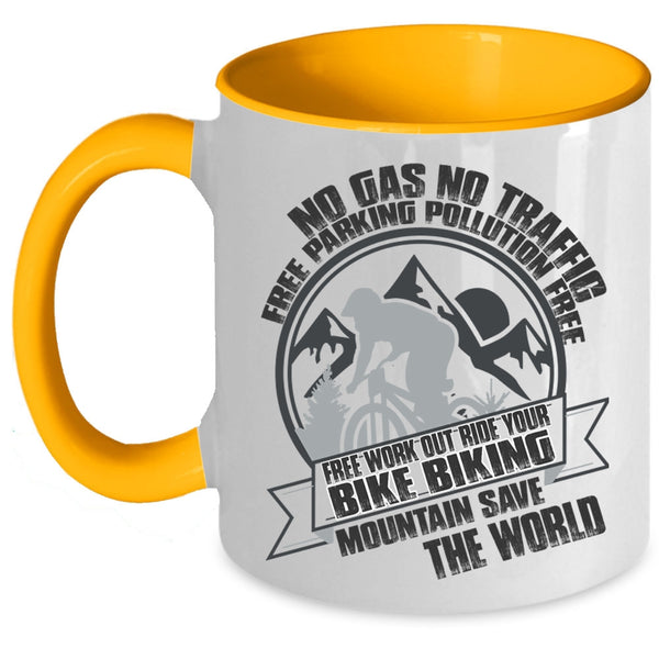 Biking Mountain Save The World Coffee Mug, Ride Your Bike Accent Mug